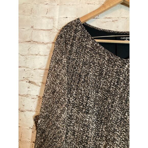 Catherines Top Womens 3X Brown Speckled Asymmetric Hem Mesh Stretch Layered Plus - Picture 4 of 13